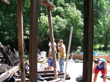 Volunteers cleaning up after flood