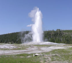 Old Faithful erupts every 60 to 75 minutes and is a spectacular sight that draws thousands of tourists to Yellowstone National Park every year. (Photo by Dave Sechrist) 