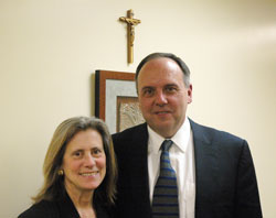 Dr. Paula Trzepacz and Dr. Robert Baker, a Catholic couple from Indianapolis, have contributed to a program at Butler University that provides paid internships to students to serve in Catholic agencies and organizations as a way to deepen their faith. (Photo by John Shaughnessy)