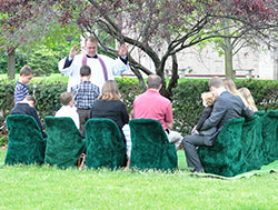 Father C. Ryan McCarthy, pastor of Our Lady of the Most Holy Rosary Parish in Indianapolis, says a rite of burial for infants at Our Lady of Peace Cemetery in Indianapolis for two babies miscarried at six and nine weeks. A new common grave there allows for individual burial of such children to honor their lives and bring closure to grieving families. (Photo by Natalie Hoefer)