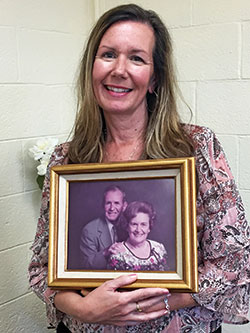 At left, Cheri Bush treasures the impact that her grandparents, Tom and Virginia Hannon, have had on her life and her faith. (Photo by Natalie Hoefer)